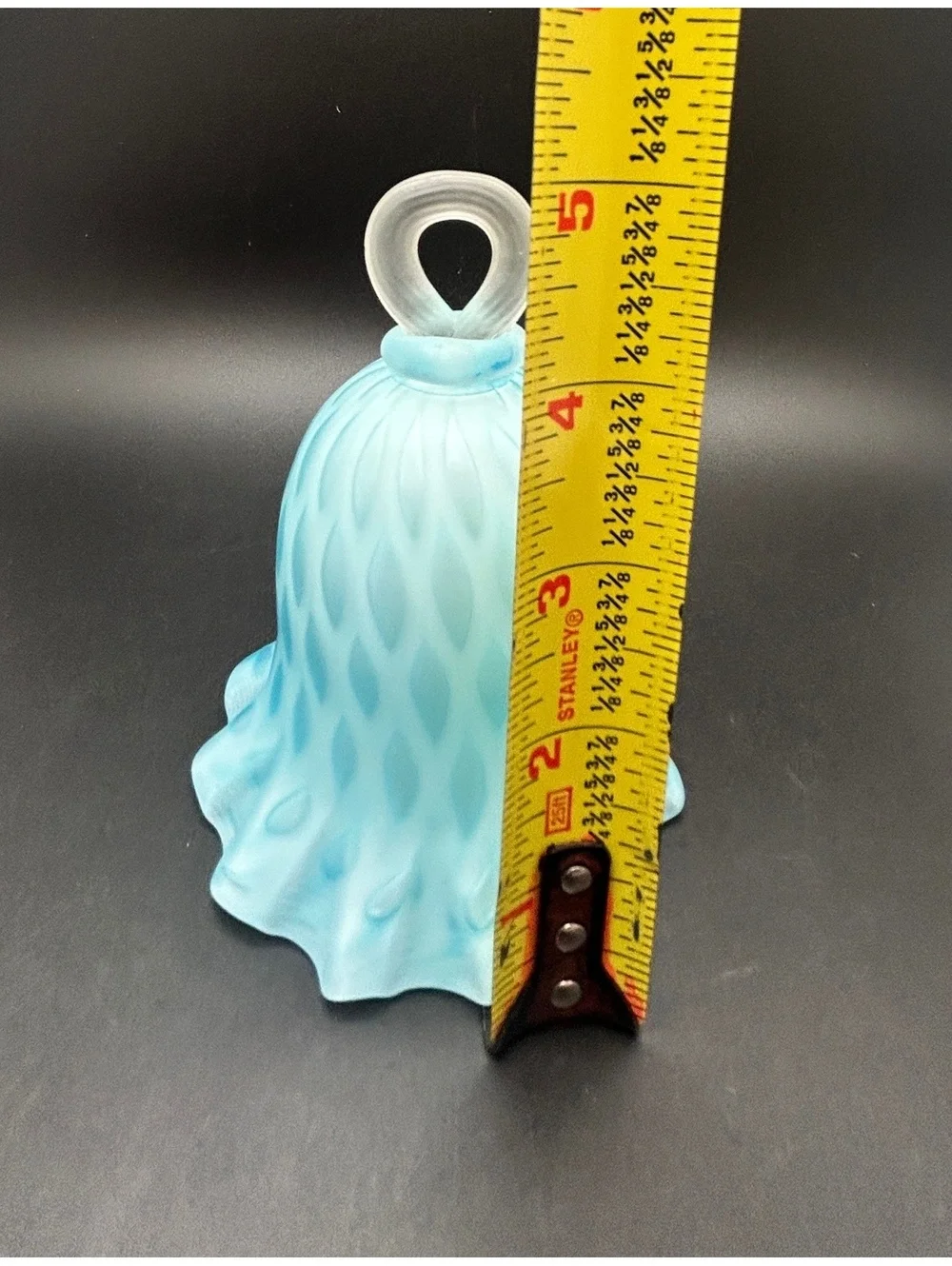 Vintage Murano Blown Glass Bell Satin Blue Diamond Optic